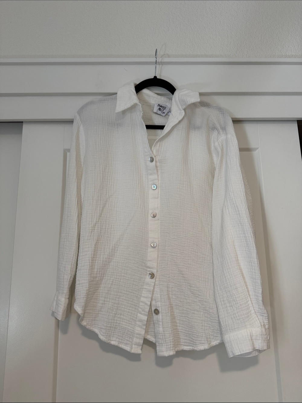 Princess Polly Cream Crinkle Button-Down Shirt